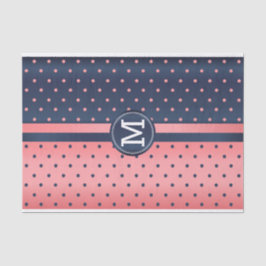 Hübsch Slate Blue und Coral - Monogramm Seidenpapier