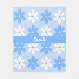 Hübsch Soft Blue White Daisy Blume Name Fleecedecke