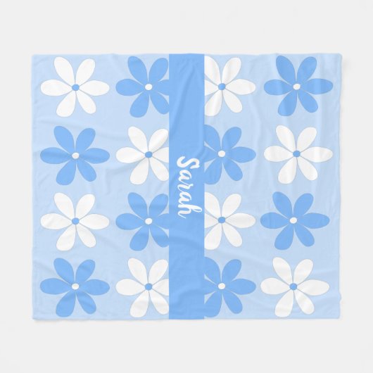 Hübsch Soft Blue White Daisy Blume Name Fleecedecke (Vorderseite (Horizontal))