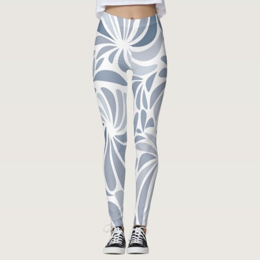Hübsch Soft Light Blue Gray Geometric Leggings (Vorderseite)