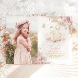Hübsch Swan Princess Boho Pink Floral Geburtstag Einladung<br><div class="desc">Dieses mädchenhafte Design zeigt eine hübsche Schwanenprinzessin,  einen hübschen,  blütigen Ballon,  boho inspiriert Blumen in staubigen rosa und bräunen und creme und einen süßen,  flatternden Schmetterling.</div>