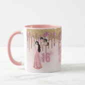 Hübsch Sweet16 ROSEGOLD DRIPPING GLITZER BRÜNETT Tasse (Links)