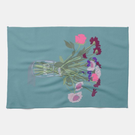 Hübsch Sweet Boho Wildblumen +Individuelle Name Geschirrtuch (Horizontal)