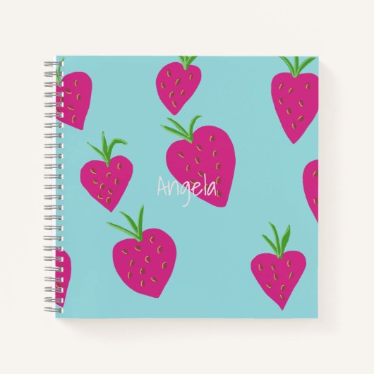 Hübsch Sweet Strawberry Square Notebook Notizblock (Vorderseite)
