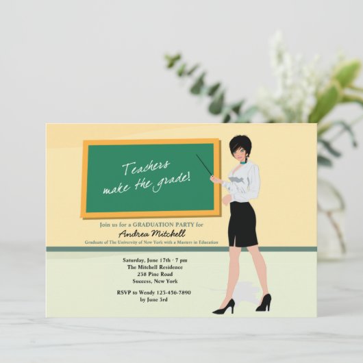 Hübsch Teacher Abschluss Einladung (Stehend Vorderseite)