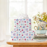 Hübsch Tee-Party-Muster Geschenkpapier<br><div class="desc">Süßes Tee-Party in Aquarelltönen aus Blues,  Pfefferminztee und Rottönen mit grünen Löffeln und Tee-Blätter auf weißem Hintergrund.</div>