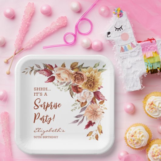 Hübsch Terracotta Fall Blumenüberraschung Geburtst Pappteller (Party)