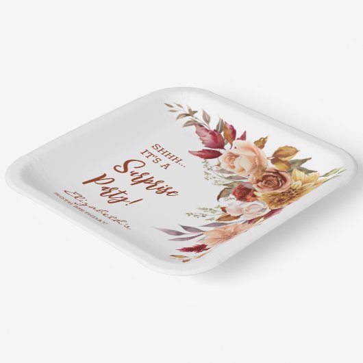 Hübsch Terracotta Fall Blumenüberraschung Geburtst Pappteller (Gewinkelt)