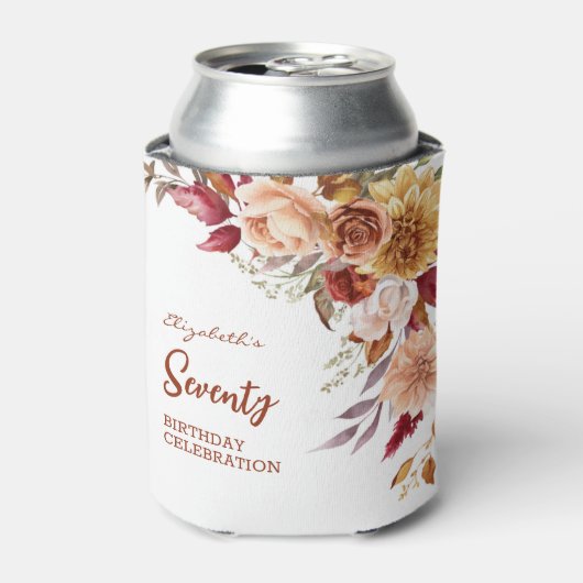 Hübsch Terracotta Herbst Blumengrün Geburtstag Dosenkühler (Kanne Vorderseite)