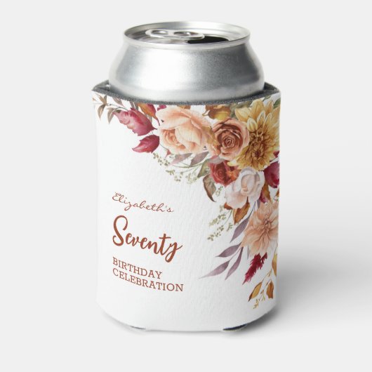 Hübsch Terracotta Herbst Blumengrün Geburtstag Dosenkühler (Kanne Rückseite)
