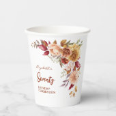 Hübsch Terracotta Herbst Blumengrün Geburtstag Pappbecher (Vorderseite)