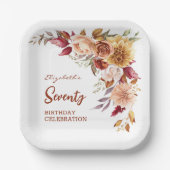 Hübsch Terracotta Herbst Blumengrün Geburtstag Pappteller (Vorderseite)