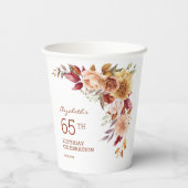 Hübsch Terracotta Herbst Floral Botanischer Geburt Pappbecher (Rückseite)