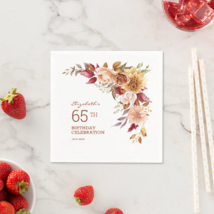 Hübsch Terracotta Herbst Floral Botanischer Geburt Serviette