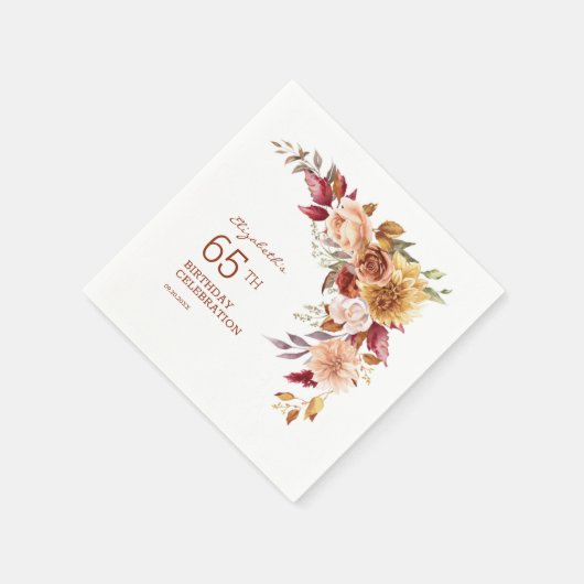 Hübsch Terracotta Herbst Floral Botanischer Geburt Serviette (Ecke)