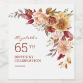 Hübsch Terracotta Herbst Floral Botanischer Geburt Weinetikett (Einzelnes Label)