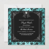 Hübsch Tiara & Bow Aquamarin Sweet 16 Einladung (Rückseite)