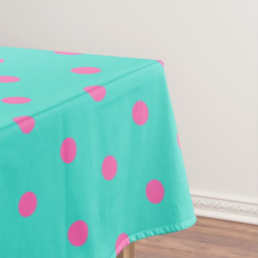 Hübsch Türkis Blau Pink Polka Dots Tischdecke (Beispiel)