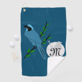 Hübsch-Türkis-Jay-Bird-Monogramm Golfhandtuch (Insitu)