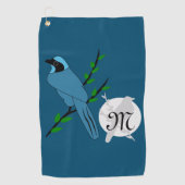 Hübsch-Türkis-Jay-Bird-Monogramm Golfhandtuch (Vorderseite)