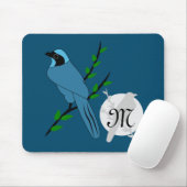 Hübsch-Türkis-Jay-Bird-Monogramm Mousepad (Mit Mouse)