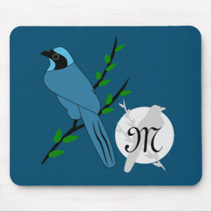 Hübsch-Türkis-Jay-Bird-Monogramm Mousepad
