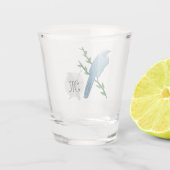 Hübsch-Türkis-Jay-Bird-Monogramm Schnapsglas (Rückseite)