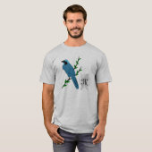 Hübsch-Türkis-Jay-Bird-Monogramm T-Shirt (Vorne ganz)
