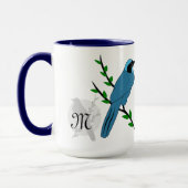 Hübsch-Türkis-Jay-Bird-Monogramm Tasse (Links)