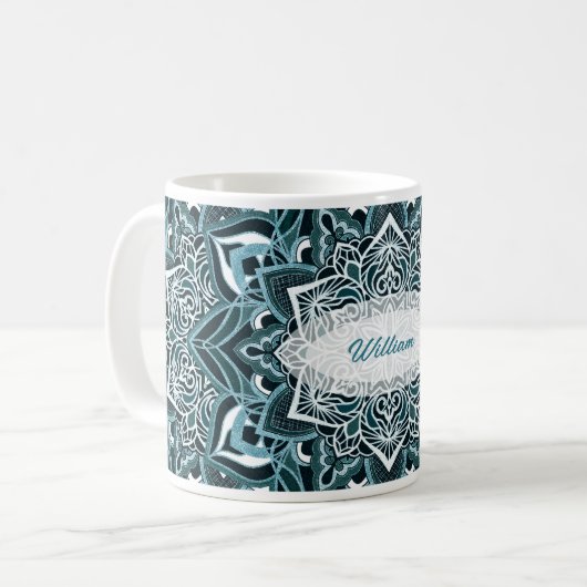 Hübsch Türkis Mandala Tasse (Vorderseite Links)