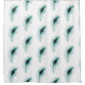 Hübsch Türkis Peacock Feathers Duschvorhang (Vorderseite)