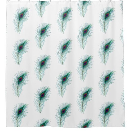 Hübsch Türkis Peacock Feathers Duschvorhang (Vorderseite)
