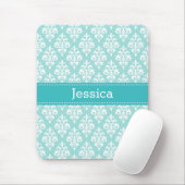 Hübsch Türkisblau und Mini Damask Muster Name Mousepad (Mit Mouse)