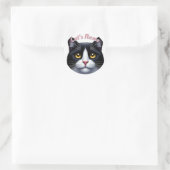 Hübsch Tuxedo Kurzhaarkatze ・ Personalisiert Runder Aufkleber (Tasche)
