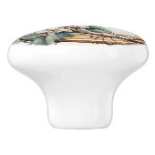 Hübsch Twig Wreath White Blume Red Berries Keramikknauf (Seitenansicht)