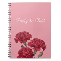 Hübsch und bezahlt mit Carnation Blume Notebook