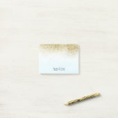 Hübsch und Glittery Gold Peace Liebe Blue Ombre Post-it Klebezettel (Auf Schreibtisch)