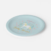 Hübsch Unicorn Aqua Gold Glitzer Baby Dusche Pappteller (Schrägansicht)