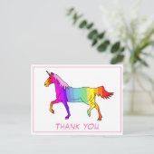 Hübsch Unicorn farbig Vielen Dank Postkarte (Stehend Vorderseite)