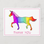 Hübsch Unicorn farbig Vielen Dank Postkarte (Vorderseite)