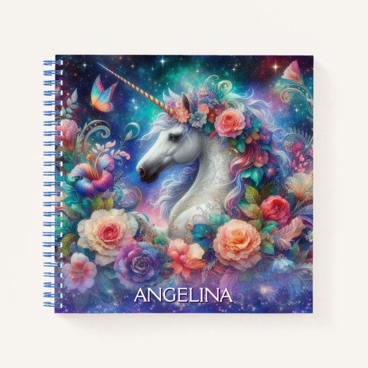 Hübsch Unicorn Girls Name Journal Sketchbook Notizblock (Vorderseite)