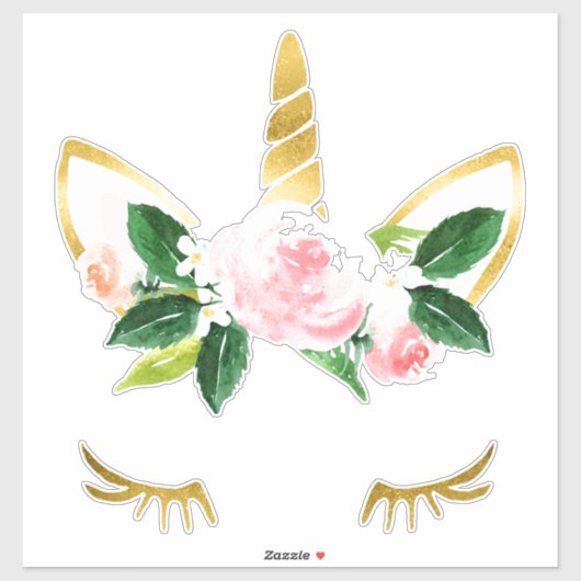 Hübsch Unicorn Lashes Weichrosa Roses Goldenes Hor Aufkleber (Blatt)