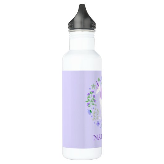 Hübsch Unicorn Lila Personalisiert Edelstahlflasche (Links)