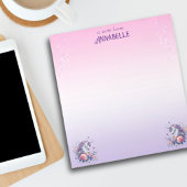 Hübsch Unicorn Ombre Lila Girls Name Stationery Notizblock