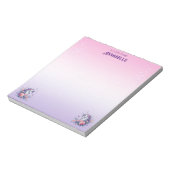 Hübsch Unicorn Ombre Lila Girls Name Stationery Notizblock (Rotiert)