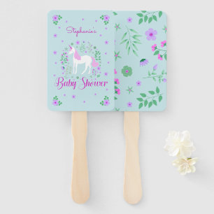 Hübsch Unicorn Pink Aqua Baby Dusche Personalisier Fächer