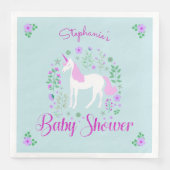 Hübsch Unicorn Pink Aqua Baby Dusche Personalisier Serviette (Vorderseite)