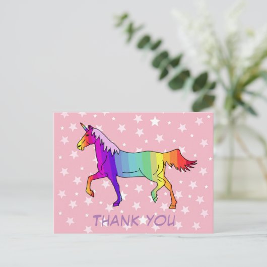 Hübsch Unicorn Stars Vielen Dank Postkarte (Stehend Vorderseite)