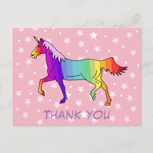 Hübsch Unicorn Stars Vielen Dank Postkarte (Vorderseite)