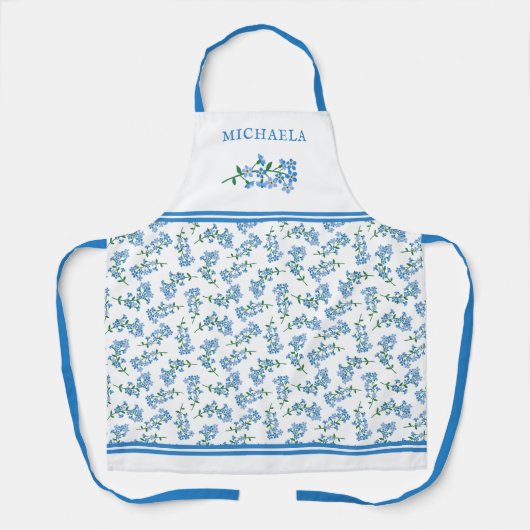 Hübsch vergessen Sie mich nicht Muster Blue Name Schürze (Vorderseite)